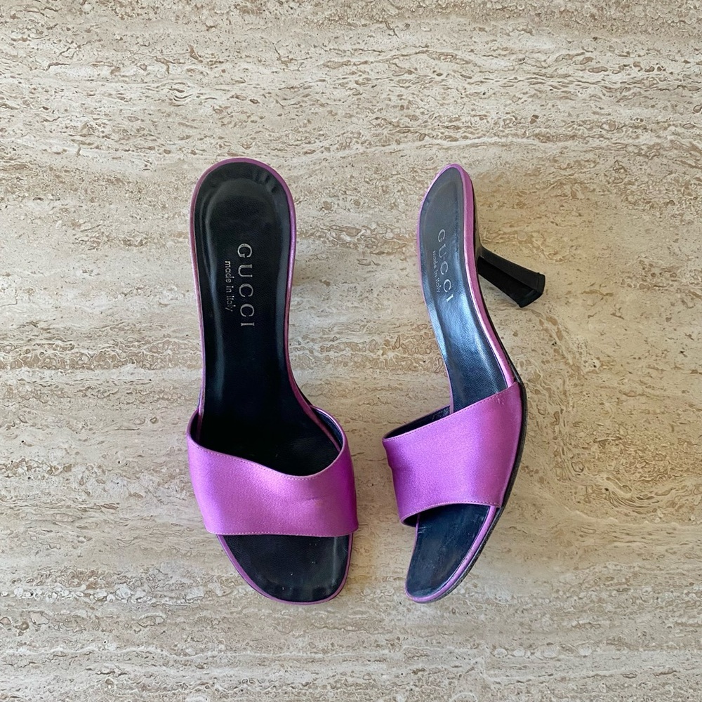 Vintage Gucci Tom Ford-era Satin Mule Sandal Heels